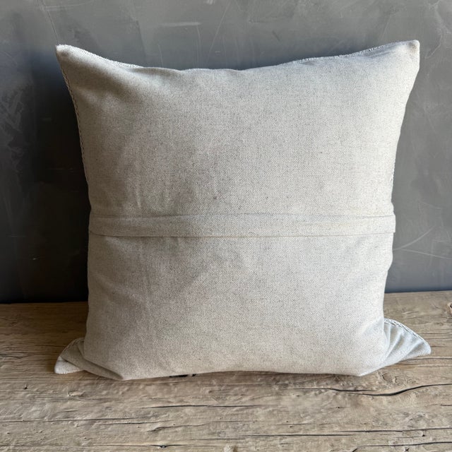 Linen Vintage Rug Pillow Cover With Original Seams For Sale - Image 8 of 8