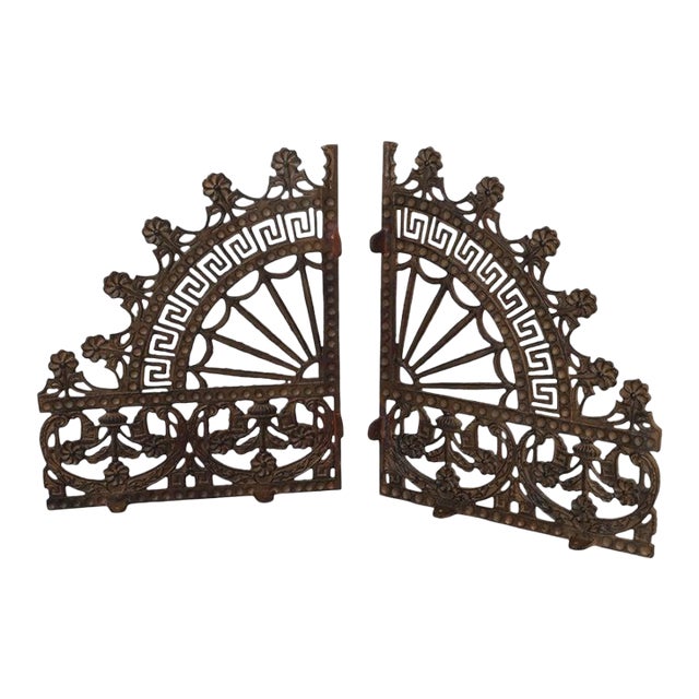 Aesthetic Wrought Iron Architectural Fan-Form Spandrels C1880 For Sale