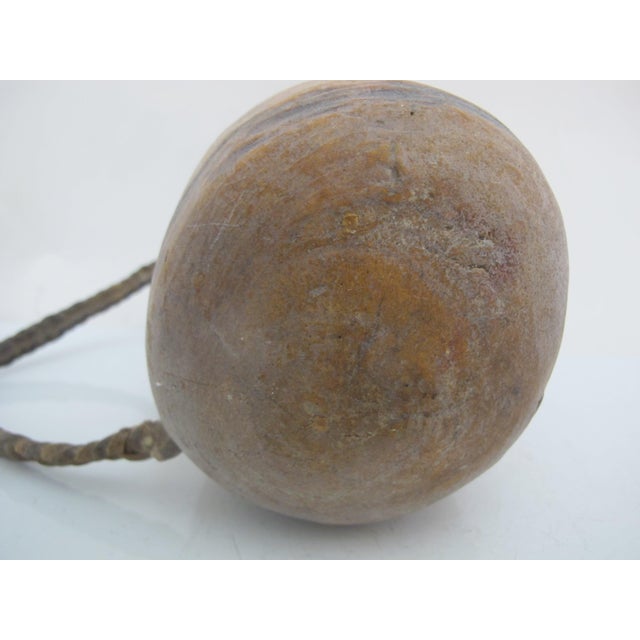 Brown Pacific Nw Coast Native American Wood Cup Bowl Mortar With Leather Handle For Sale - Image 8 of 8