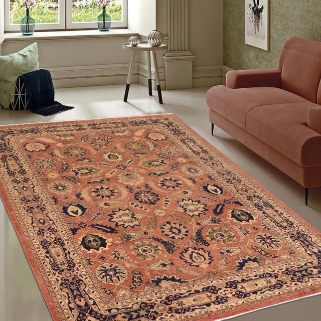 "Enhance the ambiance of your home with this magnificent Persian-influenced Turkish hand-knotted rug made by skilled...