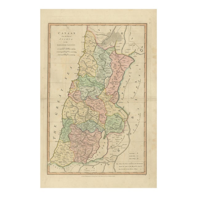 Biblical Holy Land Map of Canaan from Joshua to the Babylonian Captivity, 1823 For Sale