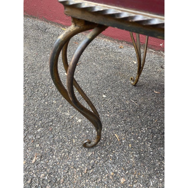 Ornate Wrought Iron Armchair in Oxblood Red Vinyl For Sale - Image 9 of 12