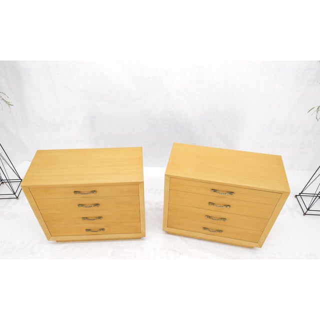 Pair Mid Century Modern Mahogany Twisted Solid Brass Pulls Bachelor Chests MINT For Sale - Image 12 of 14