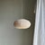 Large Japanese Style Oval Flattened Pink Rattan and Natural Linen Pendant Light, 1980s For Sale - Image 15 of 18