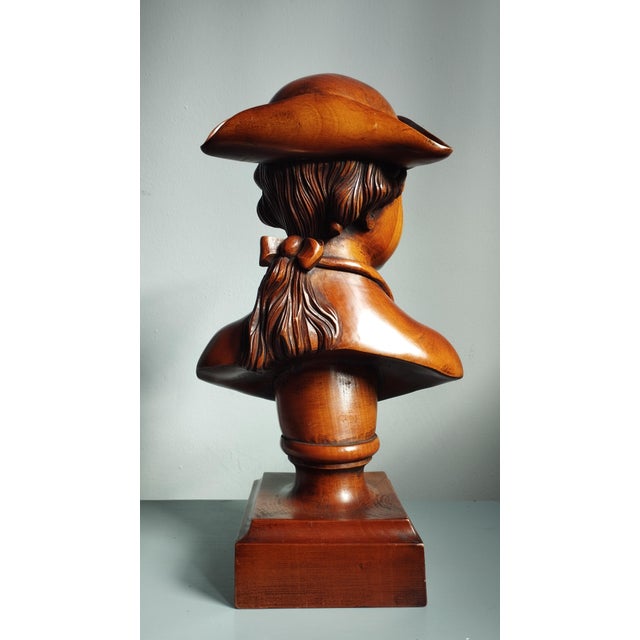 Wood Carved Wood Bust of a Sailor, 1950s For Sale - Image 7 of 12