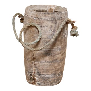 Nepal Bleached Wood Pot-Iniya For Sale