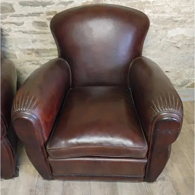 Set of Vintage Club Chairs in Leather For Sale - Image 6 of 9