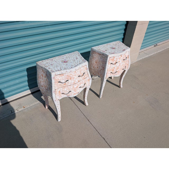 1980s Pair of Vintage Hollywood Regency Mosaic Nightstands For Sale - Image 5 of 13