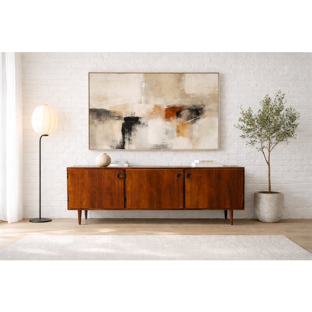 Mid-Century Modern Low Danish Mid Century Modern Credenza by Sven Ellekaer for Albert Hansen Mobelfabrik | Rosewood Sideboard, Made in Denmark C. 1960’s For Sale - Image 3 of 15