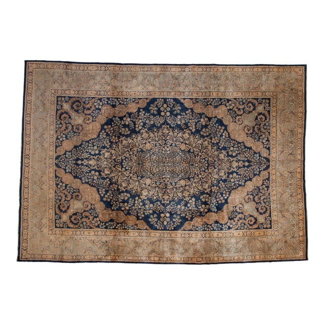 Vintage Tea Washed Kerman Carpet - 9'7" x 13'8" For Sale