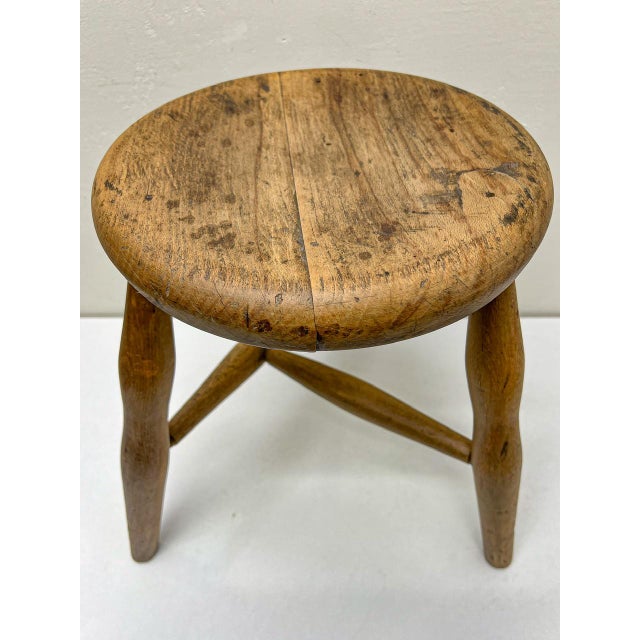 1940s Mid-Century Modern French Wooden Workshop Stool, 1940s For Sale - Image 5 of 10