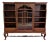 Antique English Bookcase Bookshelf Cabinet Glass Oak Queen Anne Legs 1920s-30s For Sale