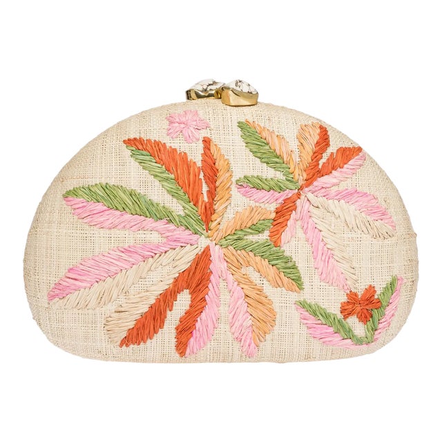 Berna Natural / Pink / Coral Dome Clutch For Sale