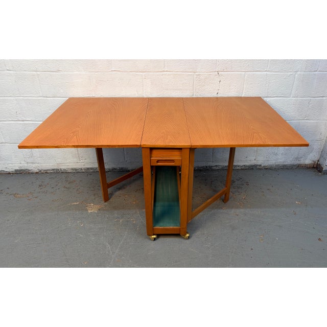 Mid 20th Century Mid 20th Century Romanian Drop Leaf Hide a Way Table W/ Four Folding Chairs For Sale - Image 5 of 17