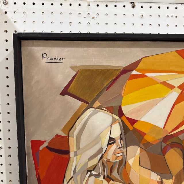 Vintage French Cubist Abstract Painting Signed Pradier – Framed For Sale - Image 11 of 12