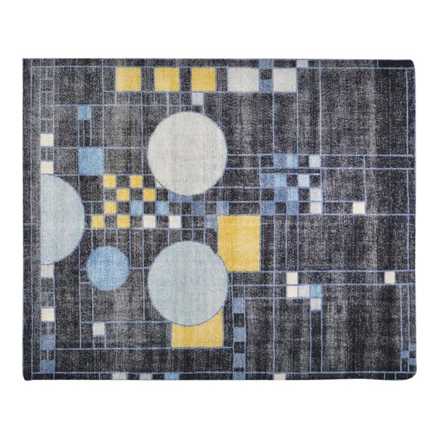 Contemporary Indian Modern Art Deco Hand Knotted Wool Rug, 0.25 For Sale