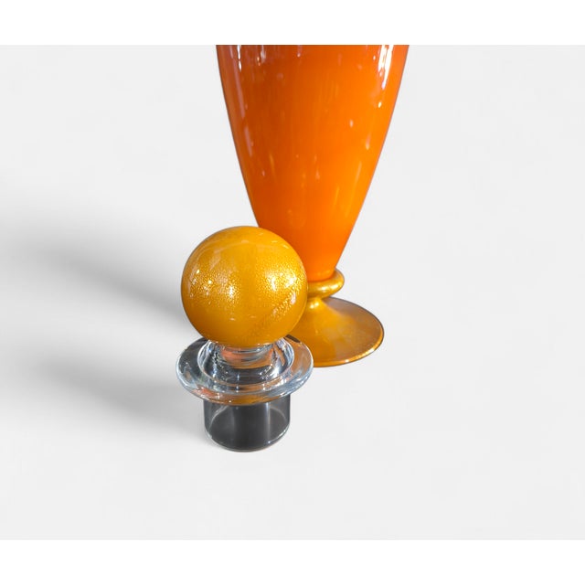 Murano Glass Bottle with Gold Leaf Inclusions by Carlo Moretti, Italy, 1980s For Sale - Image 3 of 9