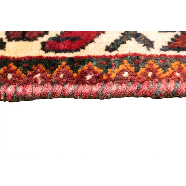 Red Vintage Hand-Knotted Persian Qashqai Rug 4'6" X 5'6" For Sale - Image 8 of 18