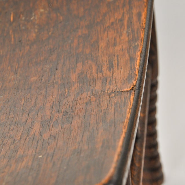 Vintage Egyptian Revival Turned Wood Low Stool For Sale - Image 9 of 12