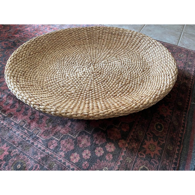 21st Century Large Tozai Home Hyacinth Woven Wicker Tray Basket For Sale - Image 4 of 7