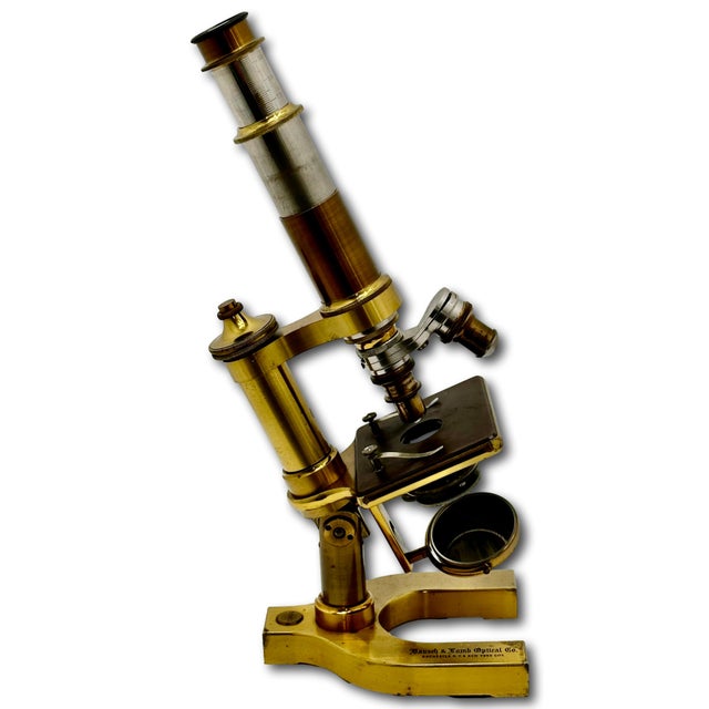 Traditional Fine Quality Authentic Antique Solid Brass Doctors Microscope by Bausch & Lomb Optical Co. New York Circa 1894 For Sale - Image 3 of 18