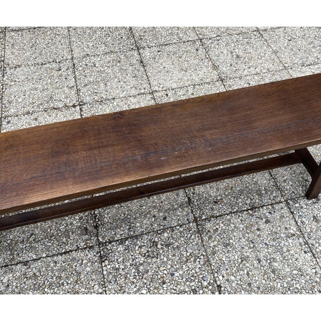 1950s Vintage Farmhouse Bench in Oak, 1950s For Sale - Image 5 of 12