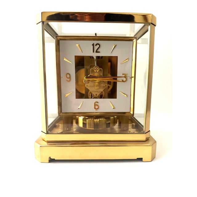 Vintage LeCoultre Brass & Glass Mantel Clock Beautiful vintage LeCoultre mantel clock featuring a polished brass frame and...