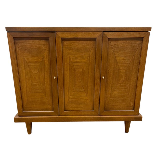 1960s Vintage Mid-Century American of Martinsville Walnut Storage Cabinet Chest For Sale - Image 5 of 8