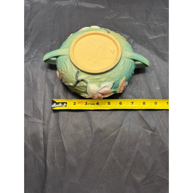 Vintage Roseville Pottery Green Double Handled Magnolia Bowl 447-6 1940's MCM For Sale - Image 11 of 11