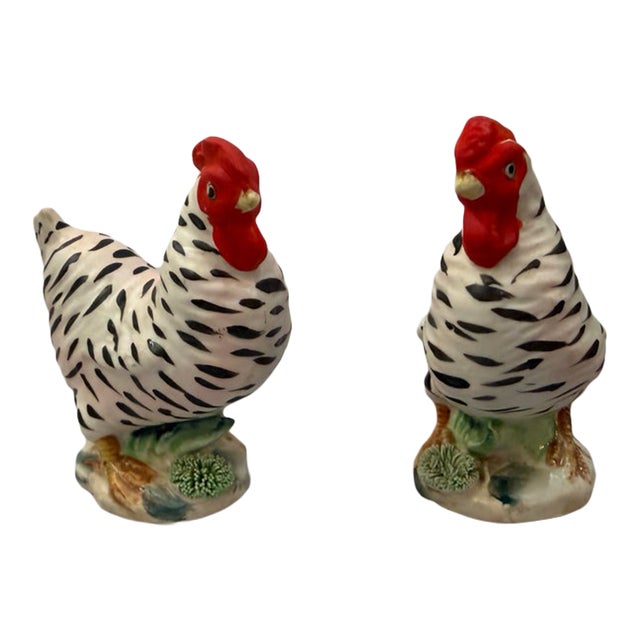 Vintage Japanese Bisque Barred Rock Hen Salt and Pepper Shakers, a Pair For Sale