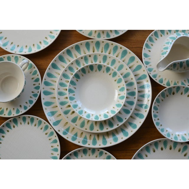 1960s Mid Century Japanese Kasuga Contempo Turquoise Dinnerware 37-Piece Set For Sale - Image 5 of 13