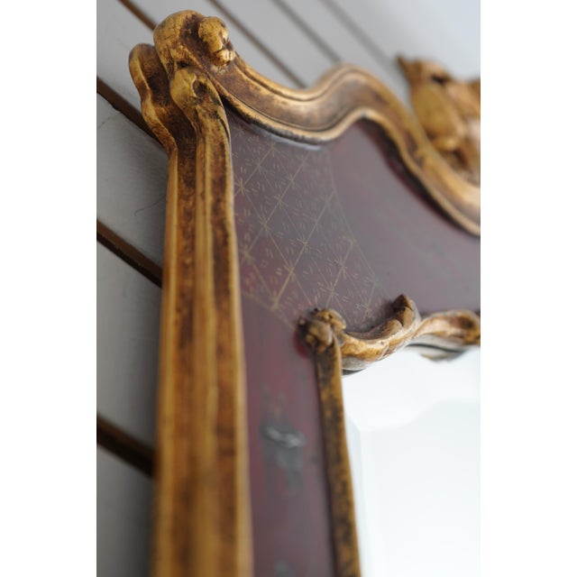 Chinoiserie Friedman Brothers Red & Gold Chinoiserie Mirror For Sale - Image 3 of 12