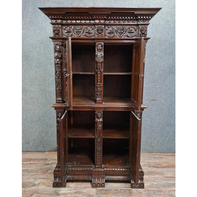 Antique Carved Walnut Buffet, 1890s For Sale - Image 6 of 9