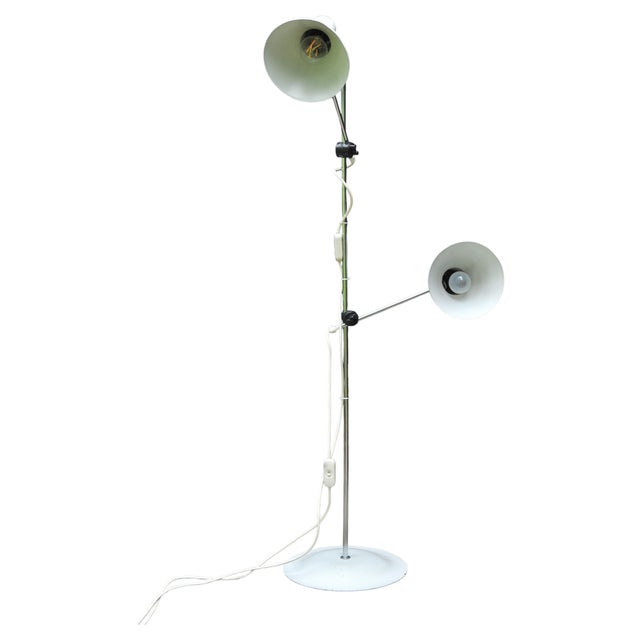 Mid-Century Modern Mid-Century Modern White Twin Head Standard Lamp by G. A. Scott for Maclamp, England, 1970s For Sale - Image 3 of 13