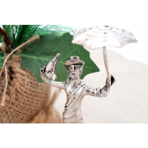 Silver Toothpick Holder with Saleswoman on Pedestal For Sale - Image 4 of 7