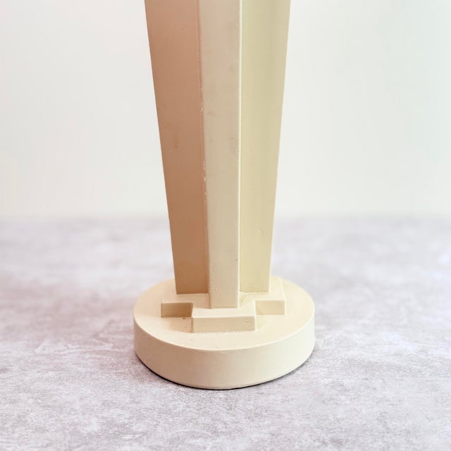 Vintage Postmodern Memphis Style Sculptural Table Lamp, Cream Architectural Column With Sphere Finial For Sale In Chicago - Image 6 of 8