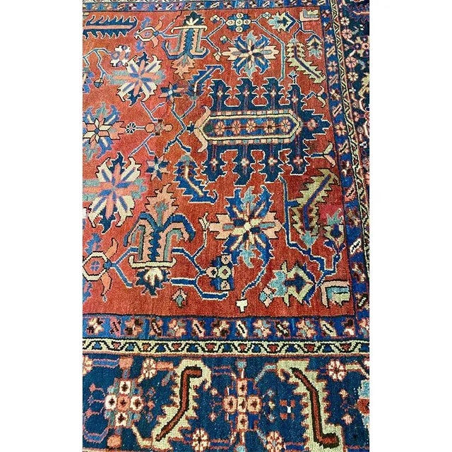 Textile 1910s Antique Persian Heriz Area Rug 8’1″ X 11’3″ For Sale - Image 7 of 13