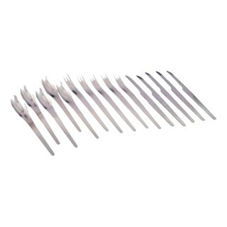Complete Service for Five Persons by Arne Jacobsen for Georg Jensen, 1970s, Set of 15 For Sale