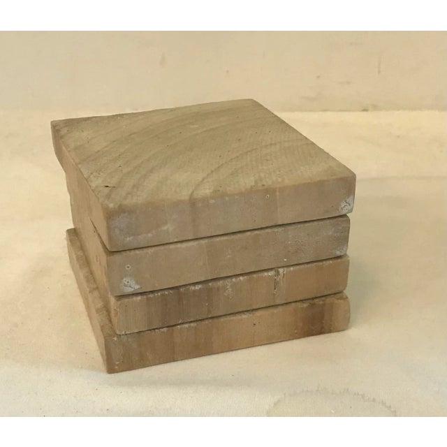 Vintage Wooden Square Coasters - Set of 4 For Sale - Image 4 of 8