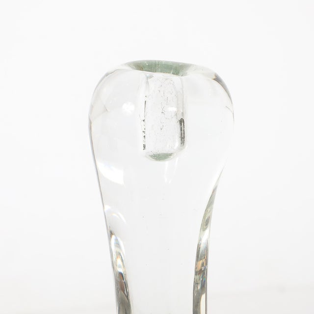 Glass Pair of Signed Renato Anatra Transparent Sculptural Murano Glass Candlesticks For Sale - Image 7 of 17