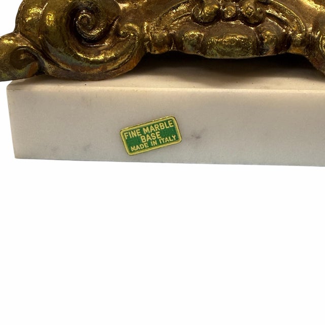 Metal Vintage Mid Century Hollywood Regency Marble Base Candleholders Made in Italy - A Pair For Sale - Image 7 of 7