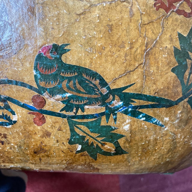 Vintage Paper Mache Vessel With Foliage and Birds Chairish