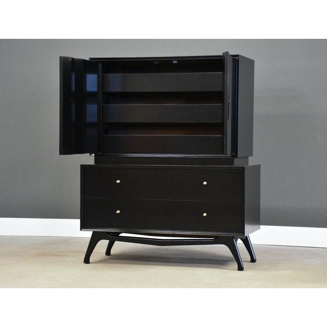Mid-Century Modern 1960s Ebonized Black Lacquer Tall Mid Century Dresser For Sale - Image 3 of 10