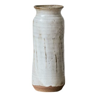Off White Ceramic Pottery Vase For Sale