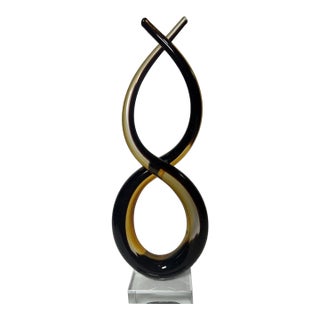 Vintage 'Mcm Murano Art Glass Twist Sculpture Abstract Love Knot Figurine For Sale