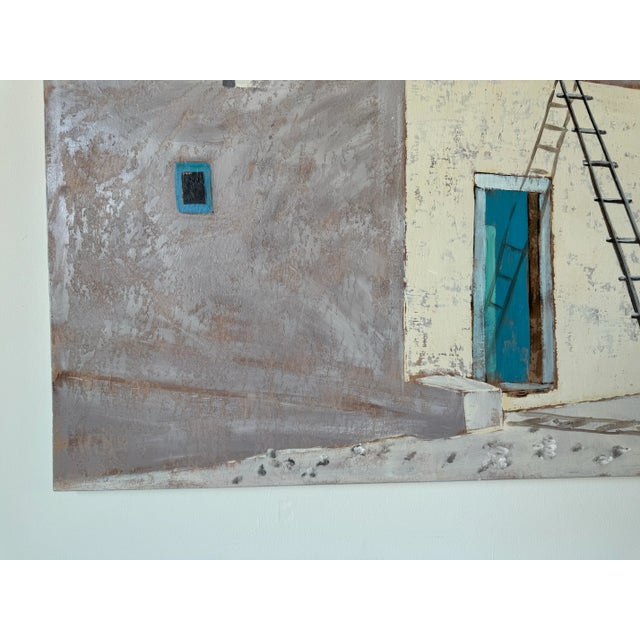 1980s 1980's Large Vintage Southwestern Taos New Mexico Adobe House Oil Painting, Signed For Sale - Image 5 of 12