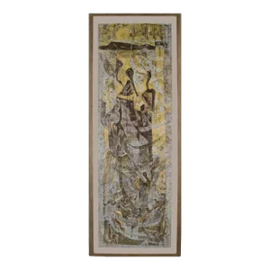 "Golden Haven" - Mid Century Modern Dual Panel Vertical Serigraph by Phillip Herschel Paradise