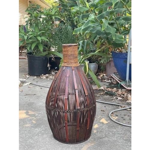 20th Century Cool Retro MCM bamboo decor basket 26" tall For Sale - Image 13 of 18