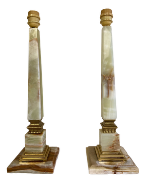 Onyx and Brass Table Lamps in the style of Empire, 1970s, Set of 2