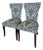 Carmilla Pier 1 Blue Damask Armless Dining Chairs, a Pair For Sale
